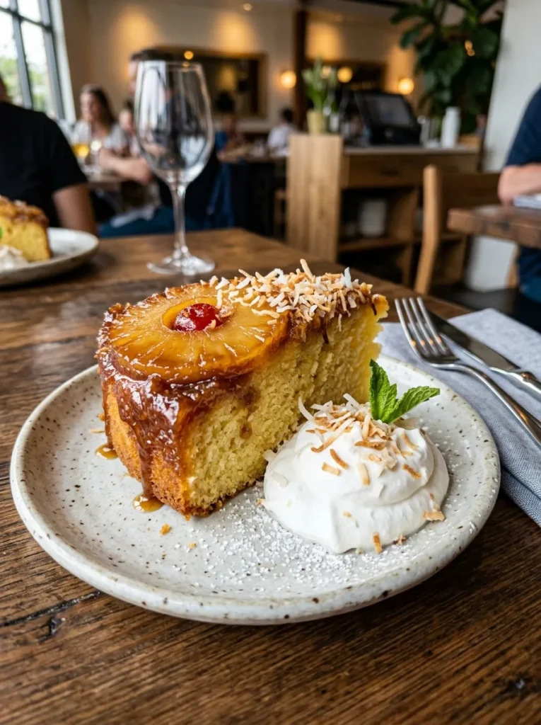 Light Pineapple Upside Down Cake With Tropical Coconut