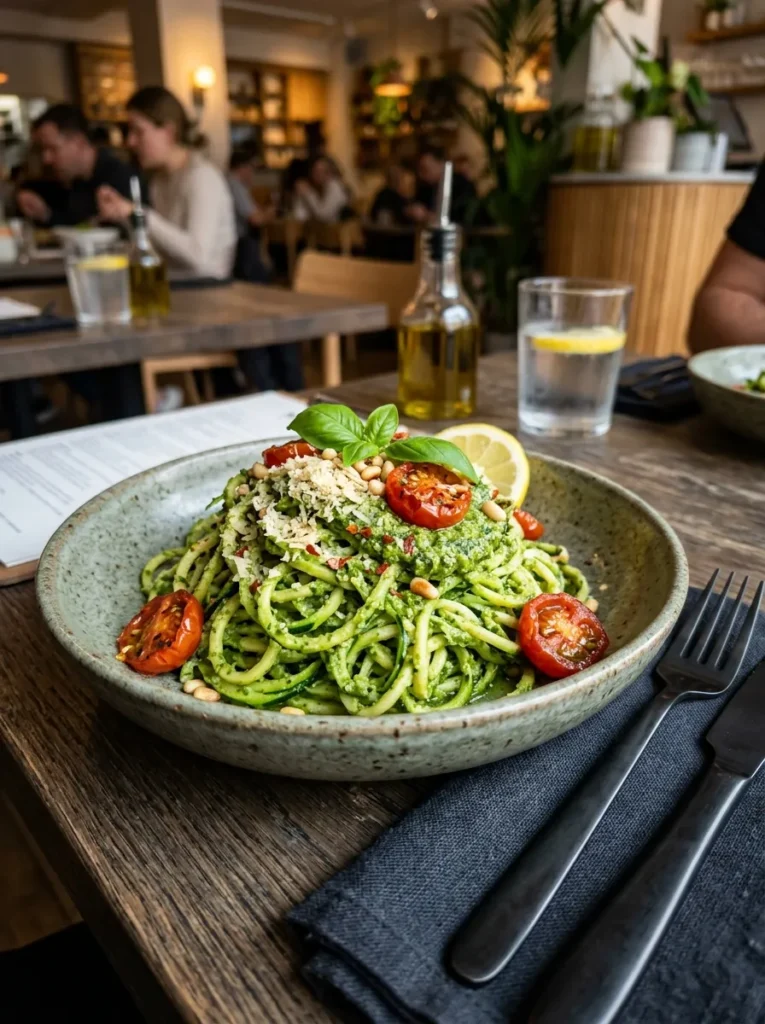 Low Carb Zucchini Noodle Pesto With Vegan Style