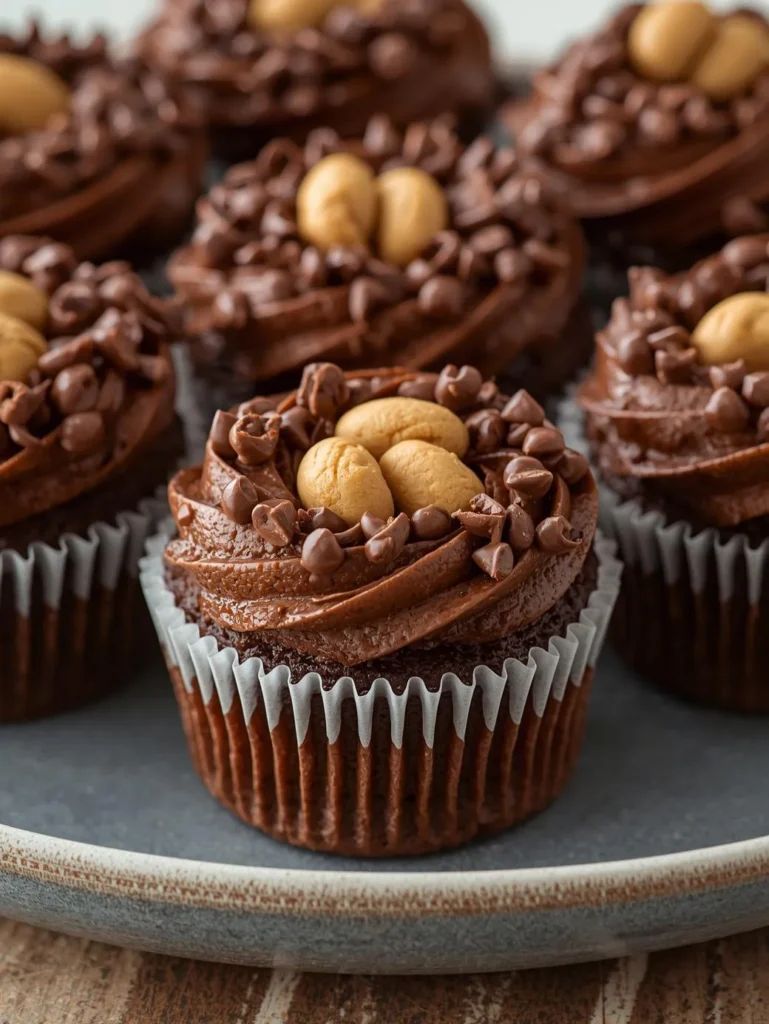 Peanut Butter Chocolate Nest Cupcakes