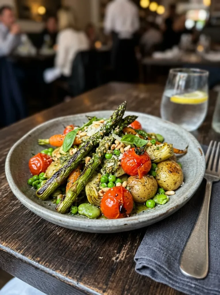 Pesto Roasted Spring Vegetable Medley