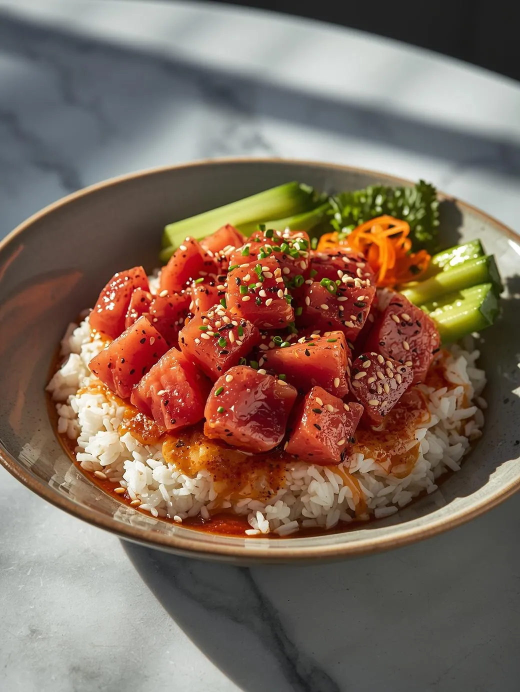 Easy Spicy Tuna Poke Bowl Recipe (Better Than Takeout!)