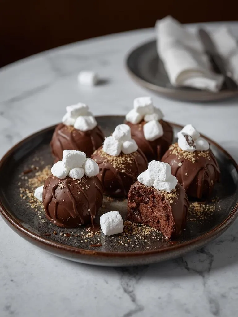 Spiked Hot Chocolate Truffles With Marshmallow