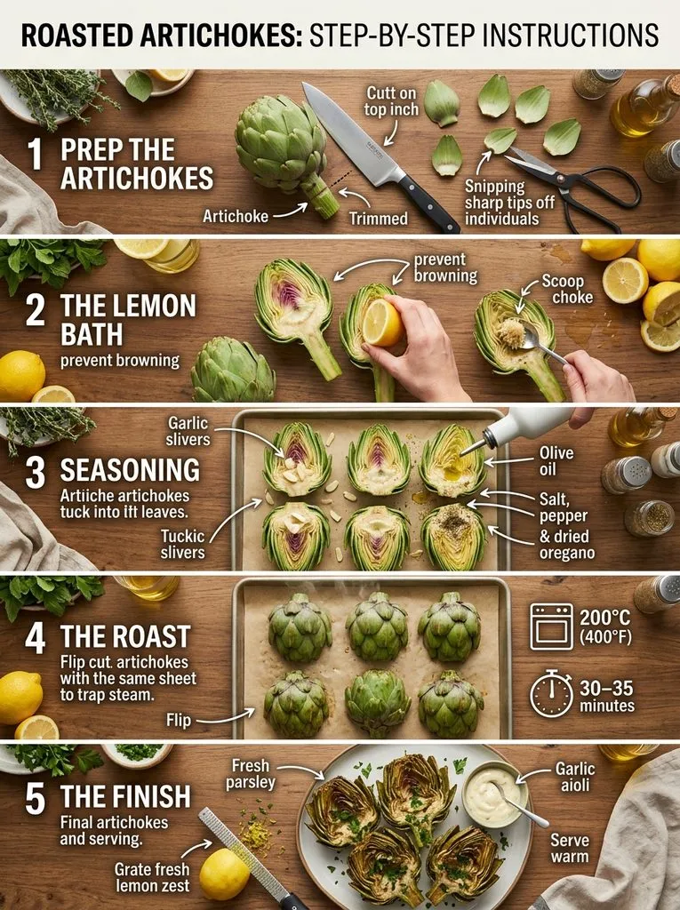 Step By Instructions Best Italian Style Roasted Artichokes