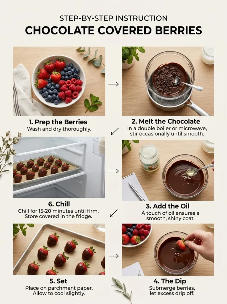 Step By Step Instruction Healthy Dark Chocolate Dipped Strawberries