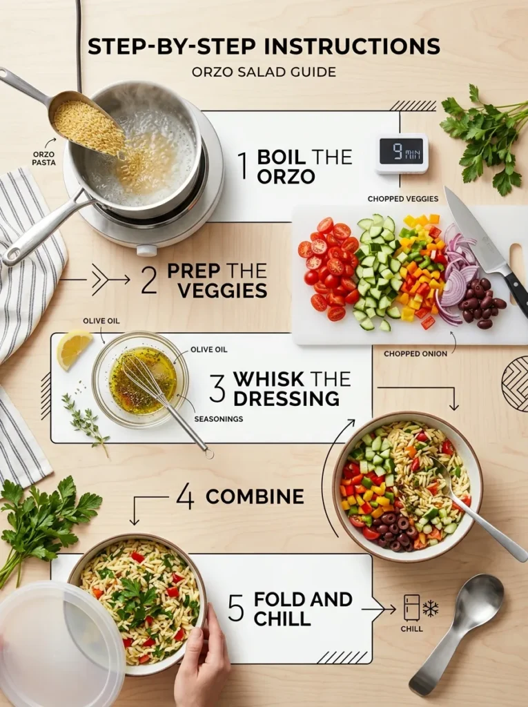 Step By Step Instructions Best Authentic Mediterranean Orzo Salad