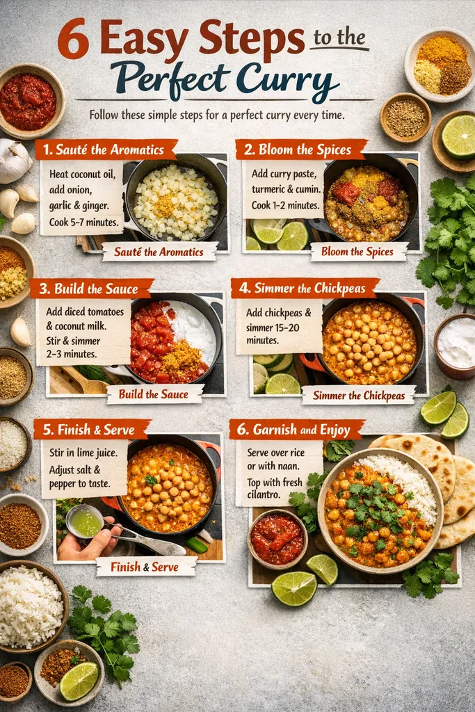 Step By Step Instructions Coconut Curry Chickpea