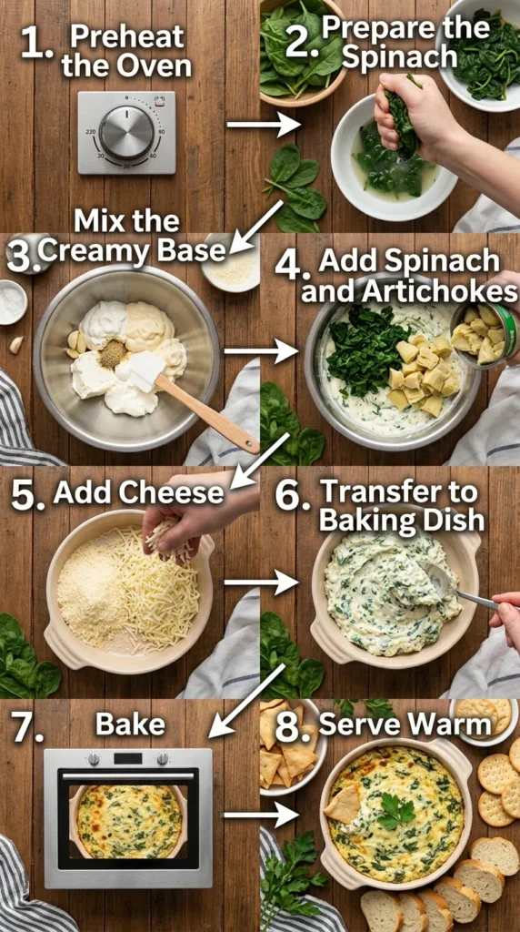 Step By Step Instructions Easter Spinach Artichoke Dip