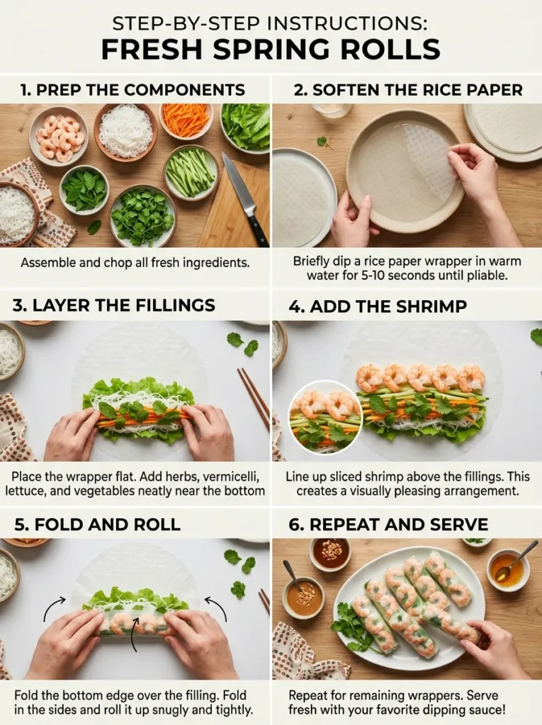 Step By Step Instructions Easy Thai Inspired Shrimp Spring Rolls