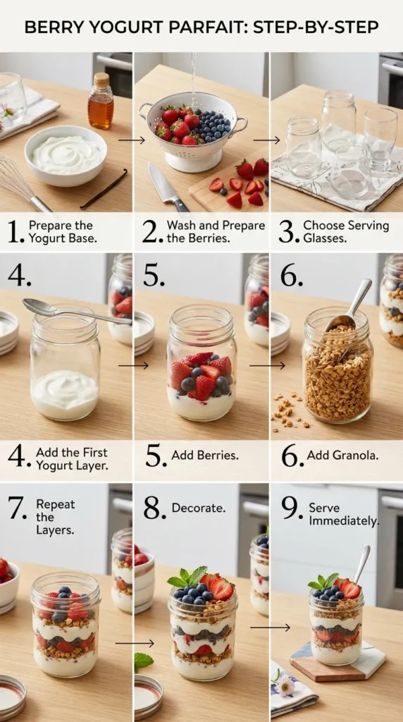 Step By Step Instructions Ingredients For Easter Berry Yogurt Parfaits