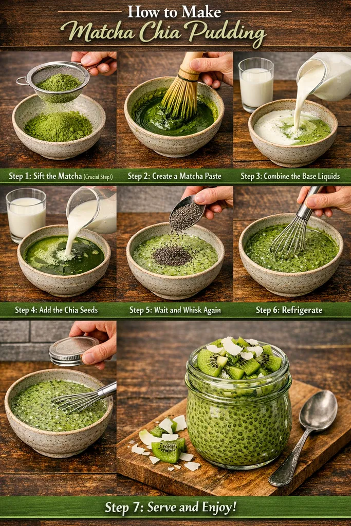 Step By Step Instructions Matcha Chia Pudding