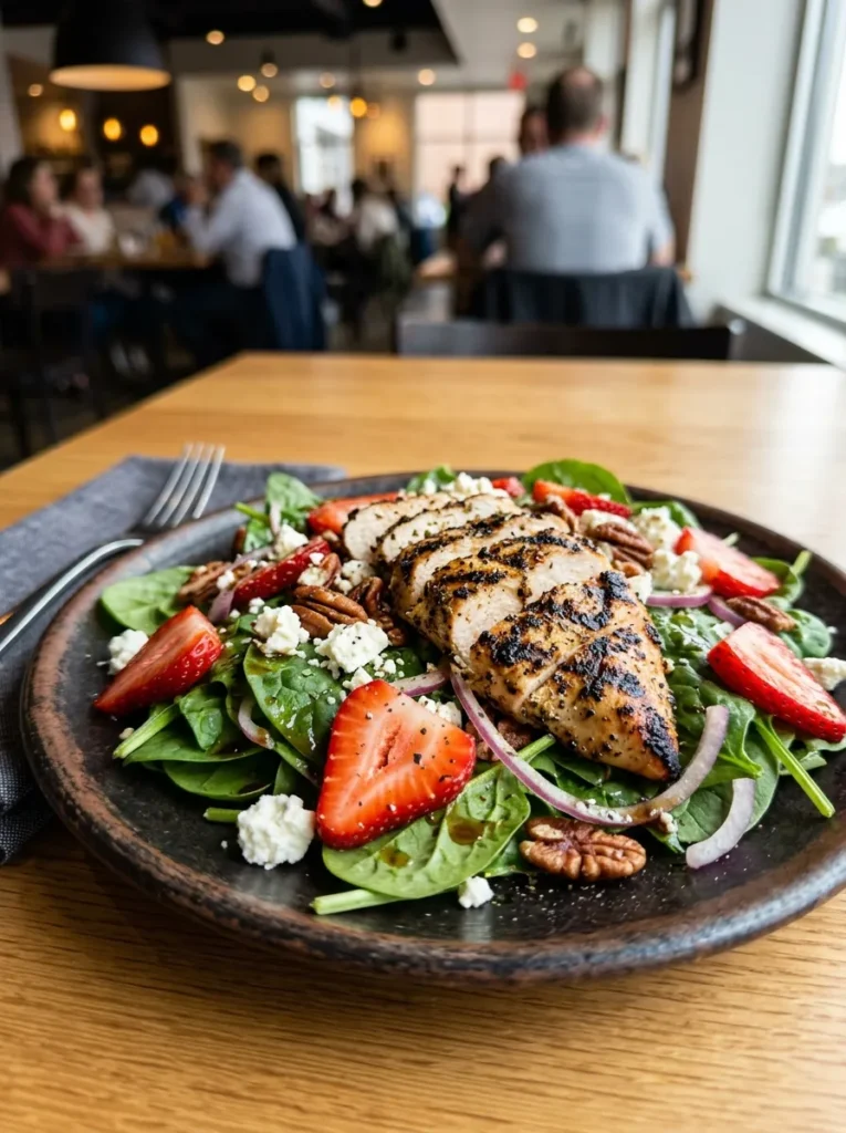 Variation Healthy Strawberry Spinach Salad Wait Grilled Chicken
