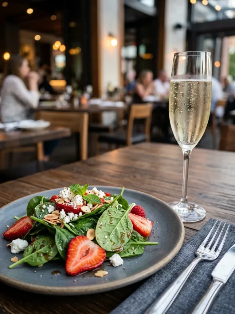 Variation Occasion Vibe Strawberry Spinach Salad Wait Sparkling Champagne