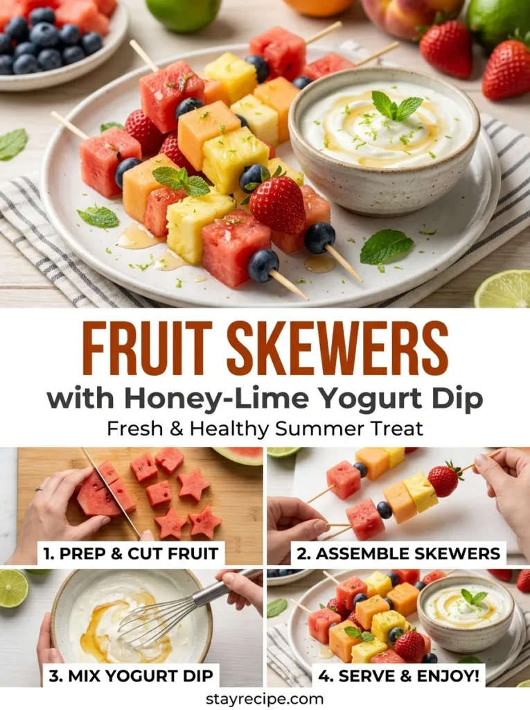 1  Fruit Skewers With Honey Lime Yogurt Dip