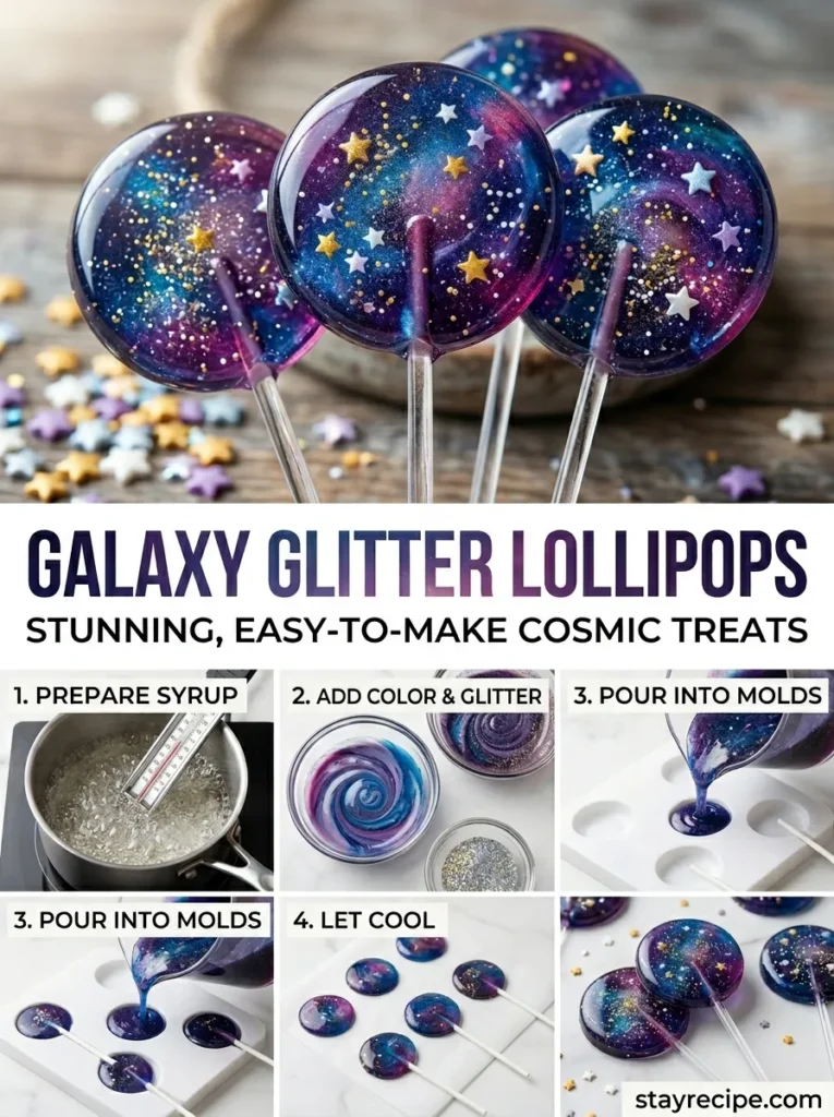 2  Galaxy Glitter Lollipops
