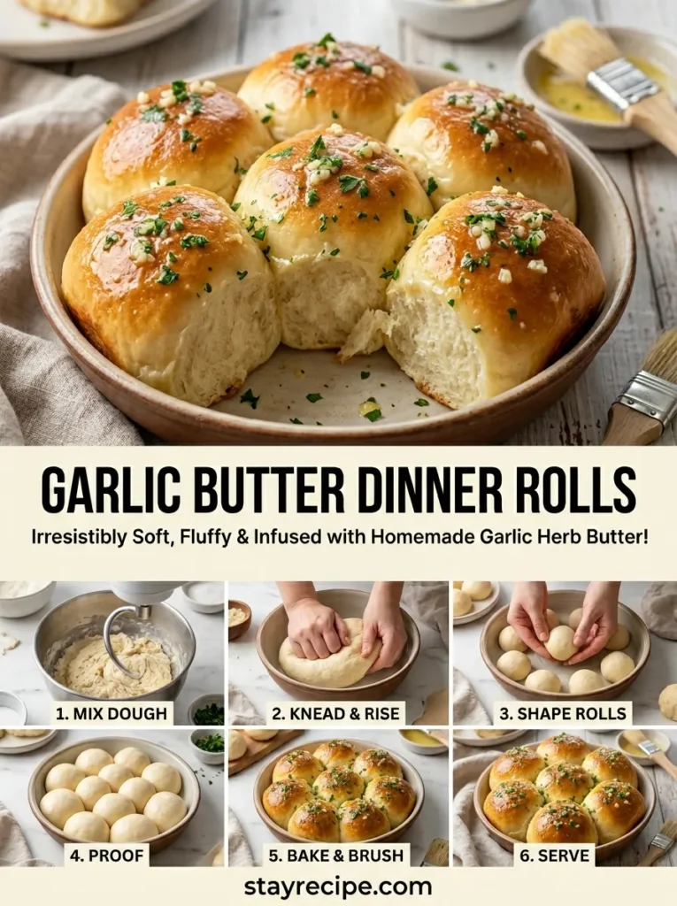 3 Garlic Butter Dinner Rolls