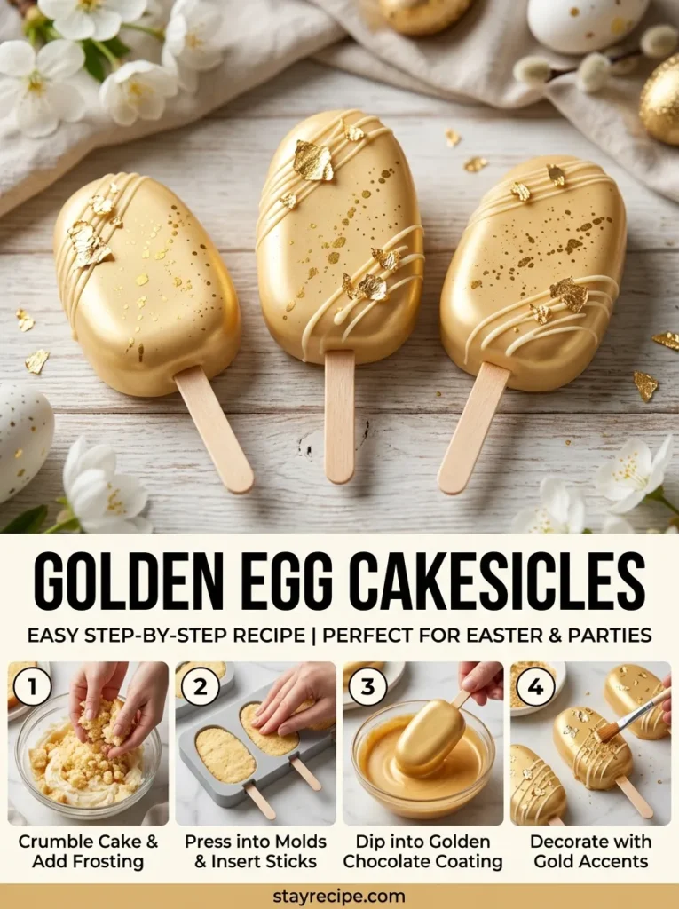 3  Golden Egg Cakesicles