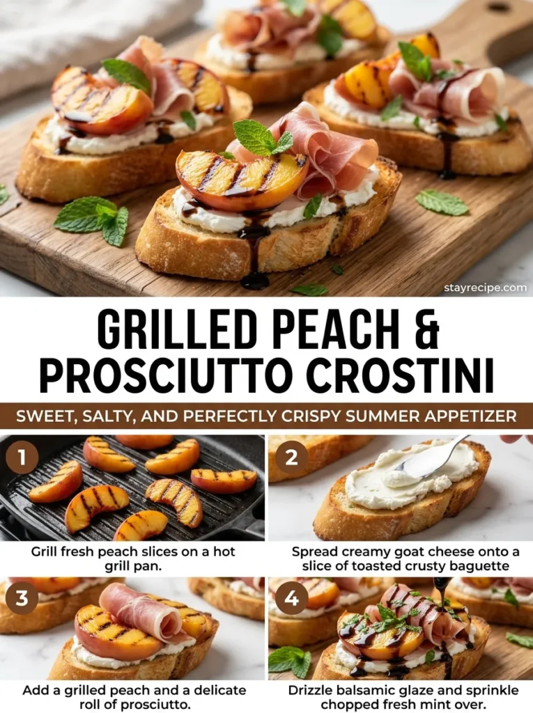 3  Grilled Peach Prosciutto Crostini