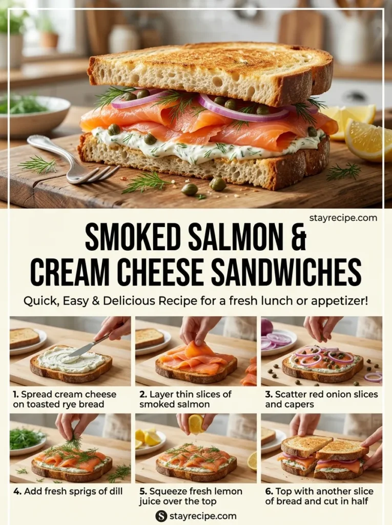 3  Smoked Salmon Cream Cheese Sandwiches