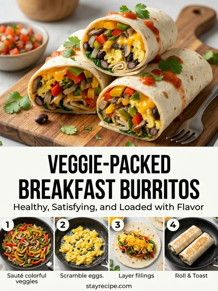 3 Veggie Packed Breakfast Burritos