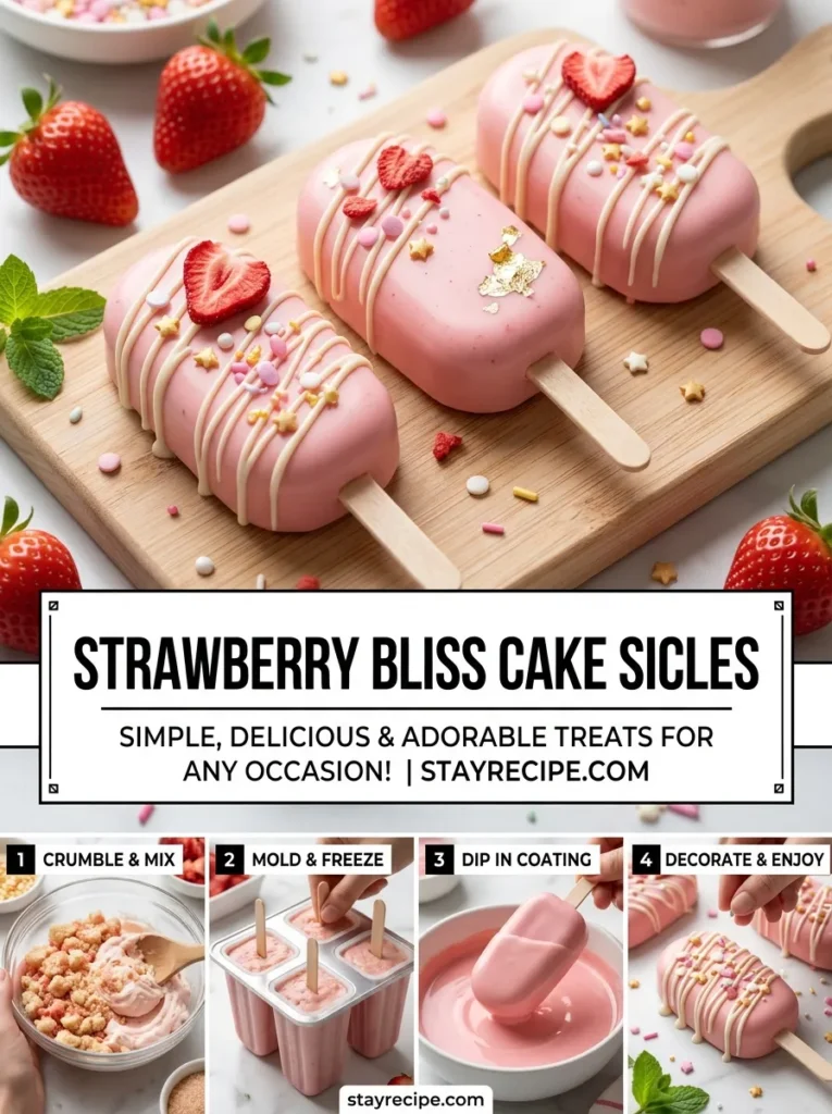 3 Strawberry Bliss Cake Sicles