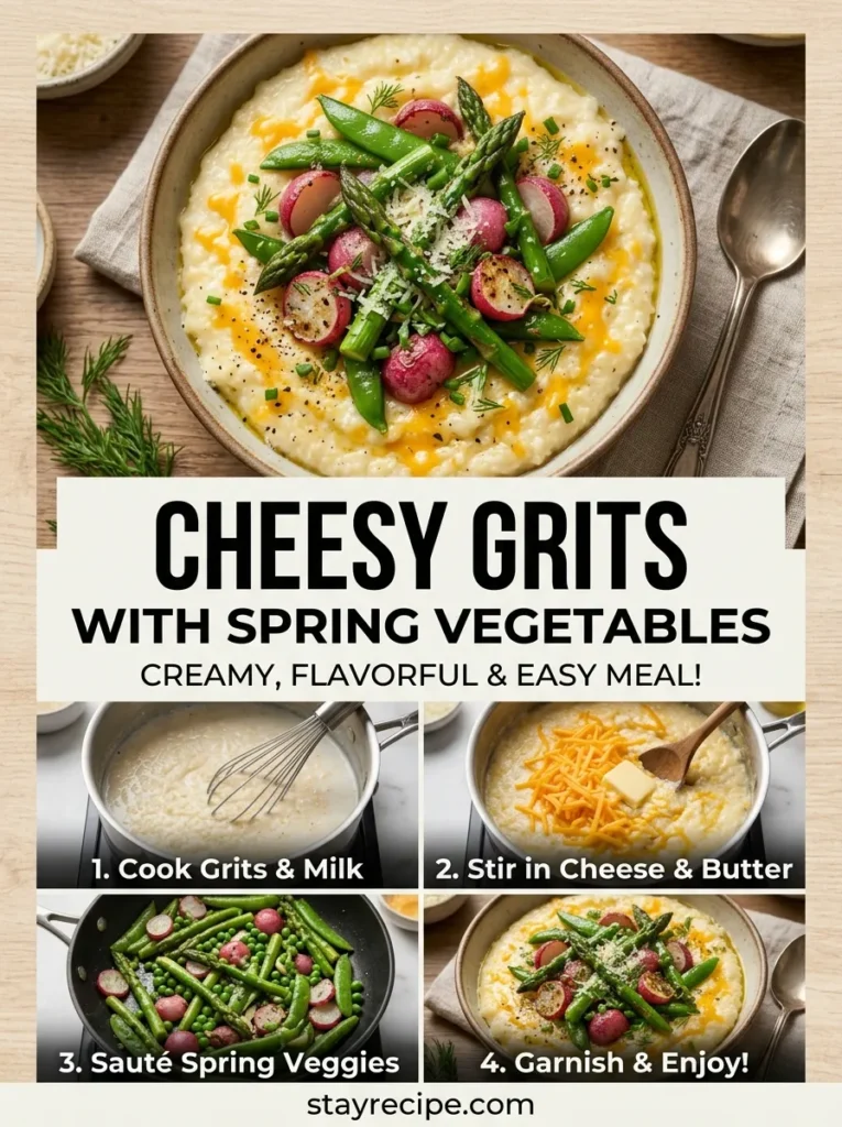 4 Cheesy Grits With Spring Vegetables