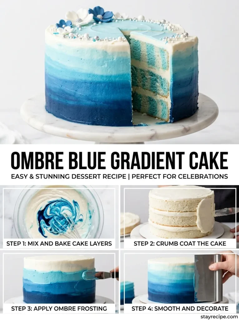 4  Ombre Blue Gradient Cake