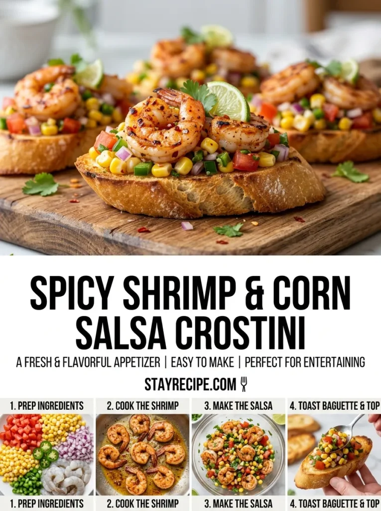 4  Spicy Shrimp Corn Salsa Crostini