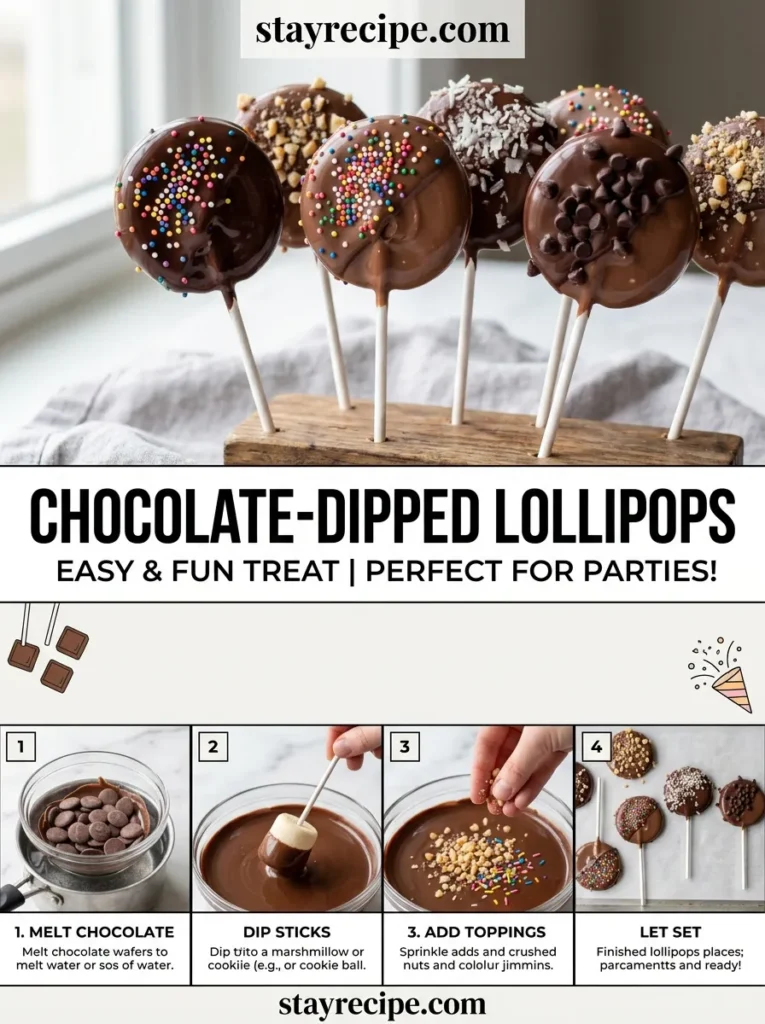 5  Chocolate Dipped Lollipops