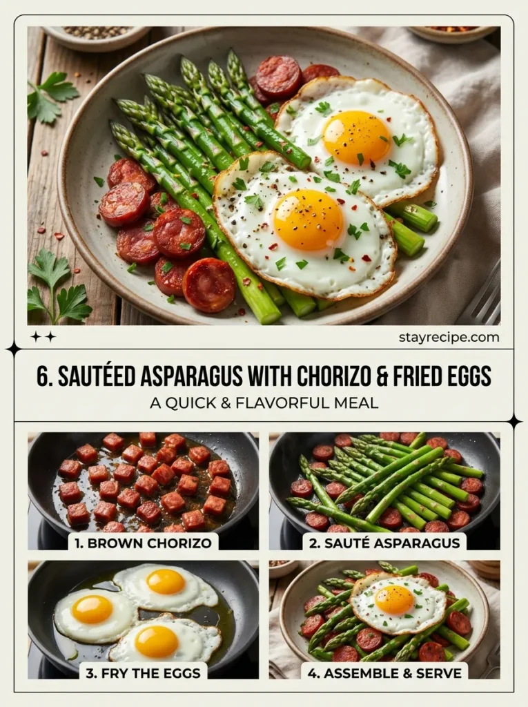 6 Sauteed Asparagus With Chorizo Fried Eggs