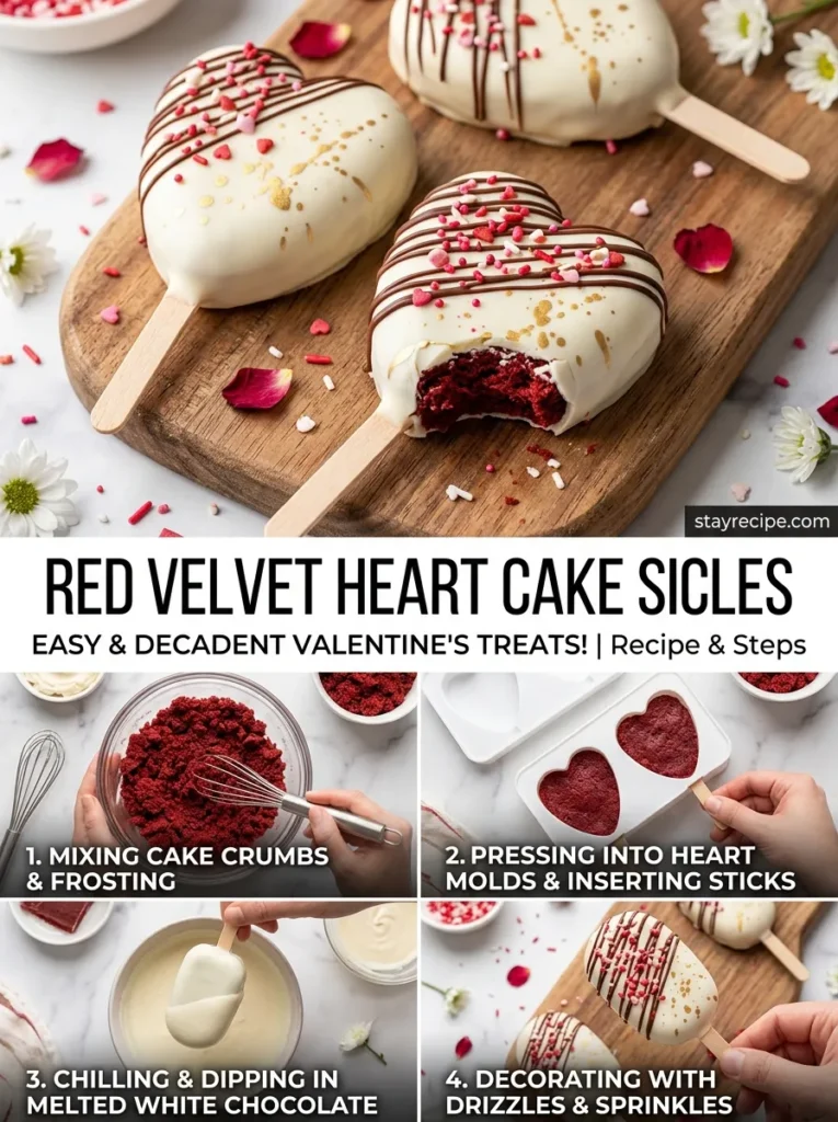 6 Red Velvet Heart Cake Sicles