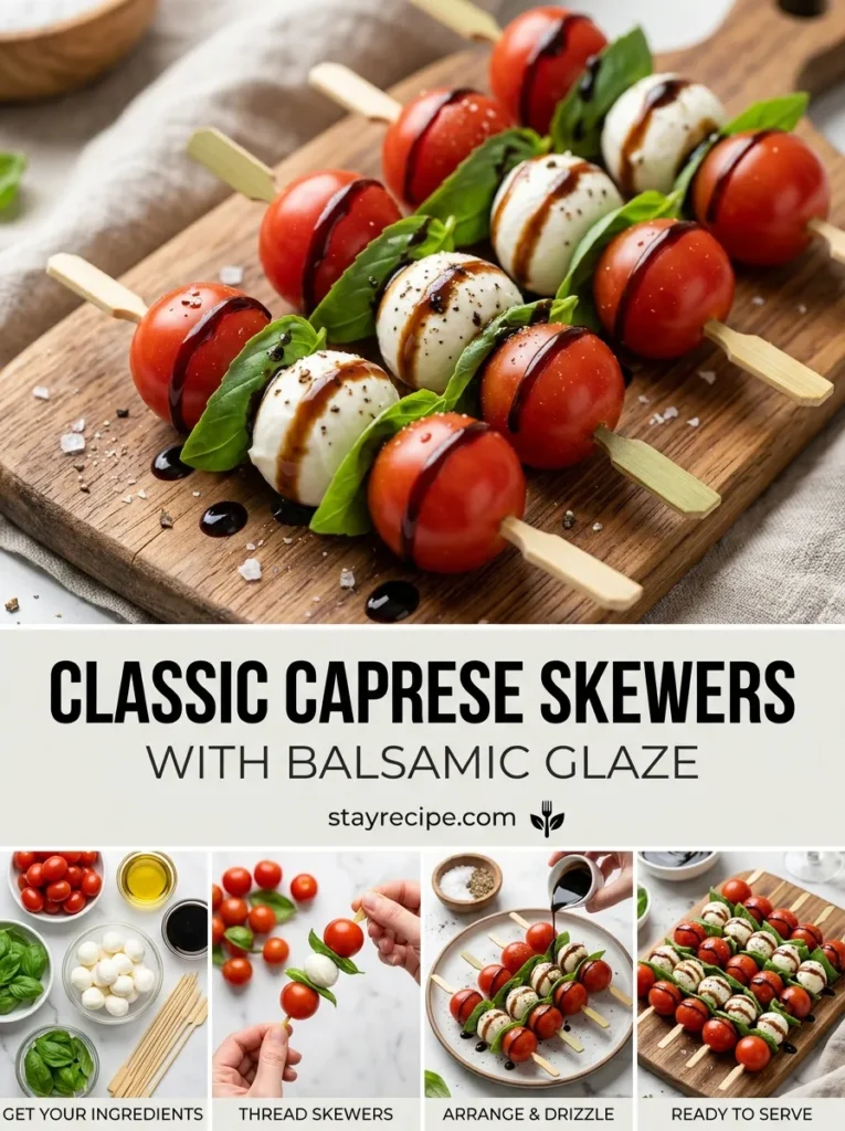 8  Classic Caprese Skewers With Balsamic Glaze
