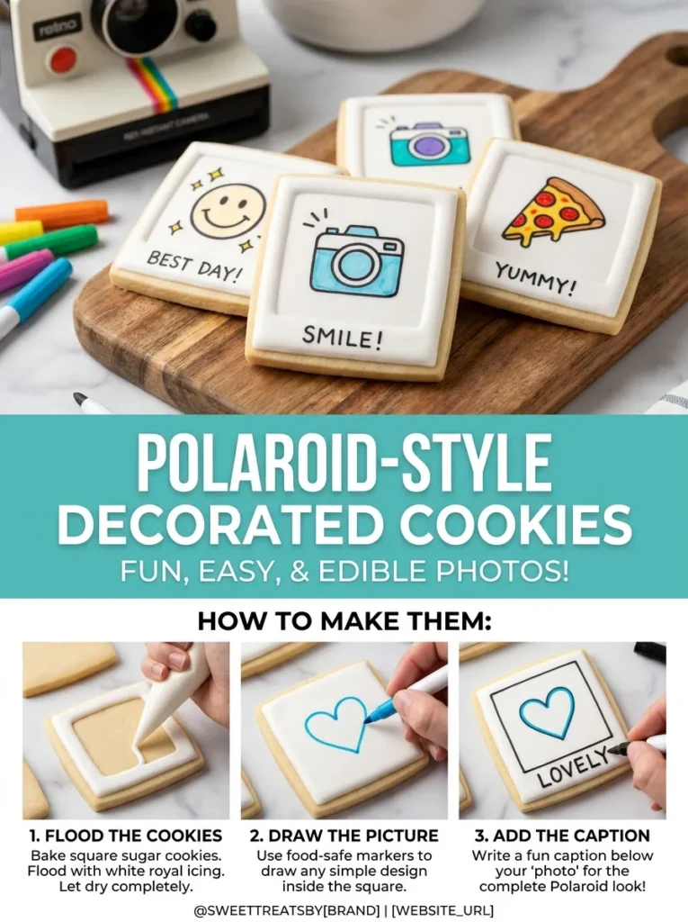 9 Polaroid Style Decorated Cookies