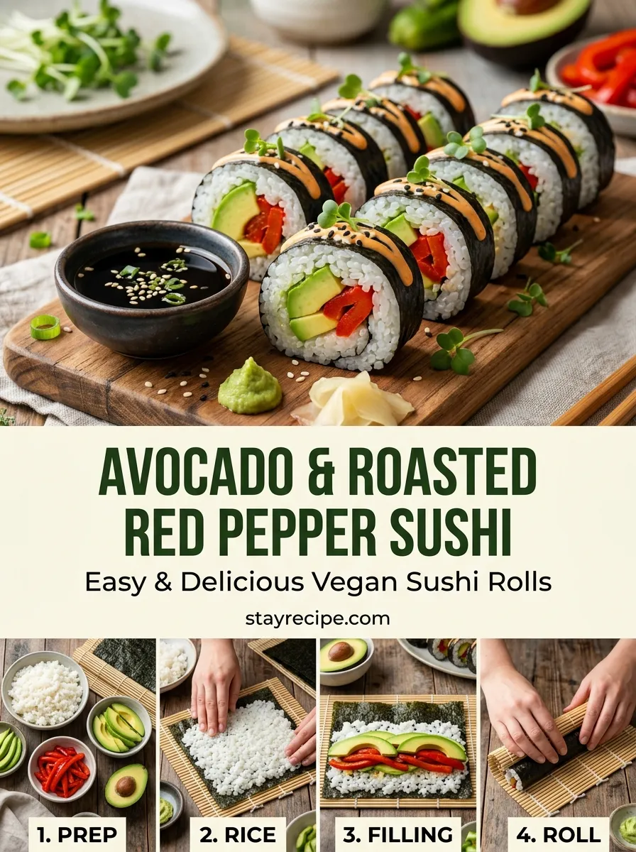 Avocado Roasted Red Pepper Sushi Summer Meals