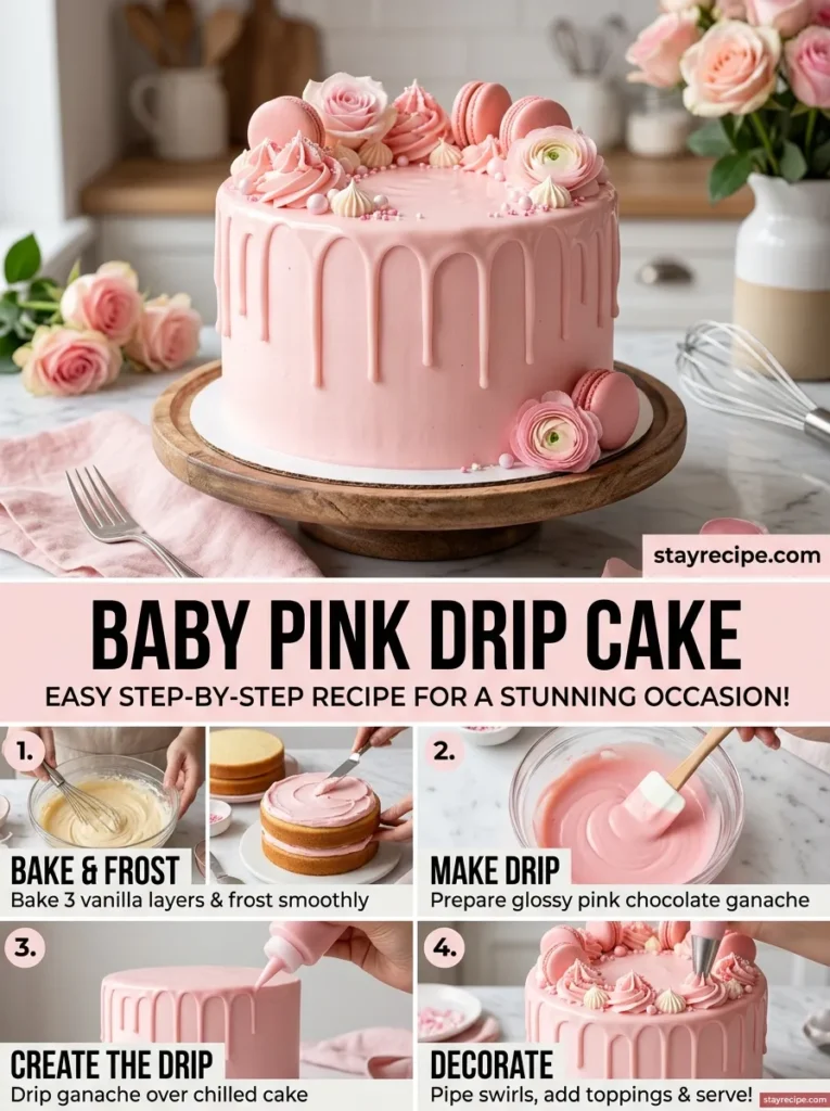 Baby Pink Drip Cake