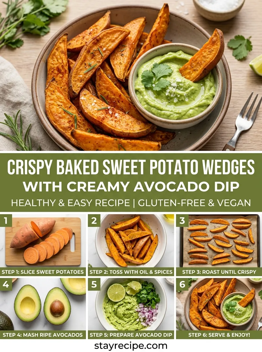 Baked Sweet Potato Wedges With Avocado Dip