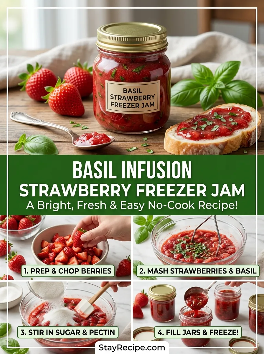 Basil Infusion Strawberry Freezer Jam Jam