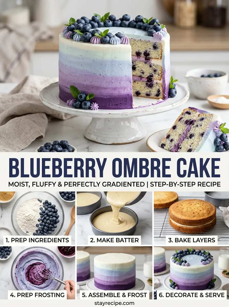 Blueberry Ombre Cake Birthday Cake