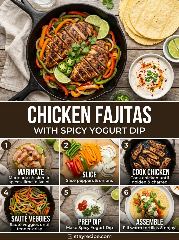Chicken Fajitas With Spicy Yogurt Dip