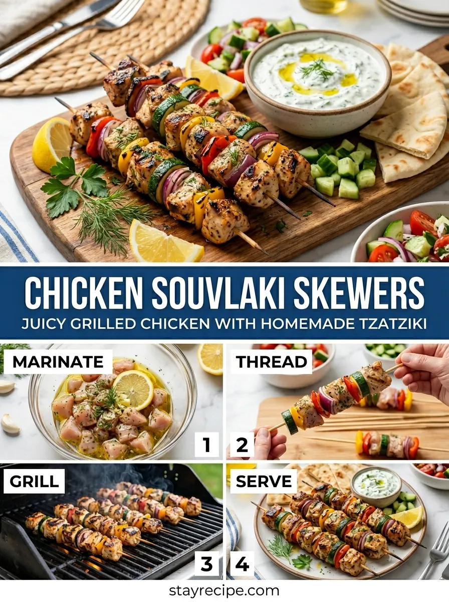 Chicken Souvlaki Skewers Summer Meals Dinner