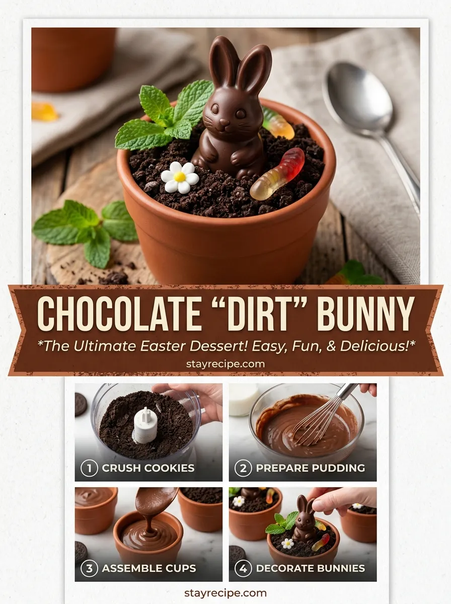 Chocolate Dirt Bunny Easter Bunny Poke Cake