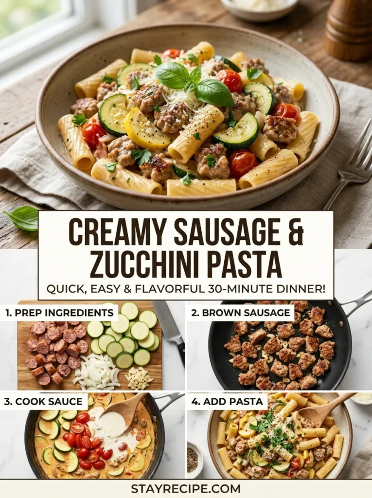 Creamy Sausage And Zucchini Pasta