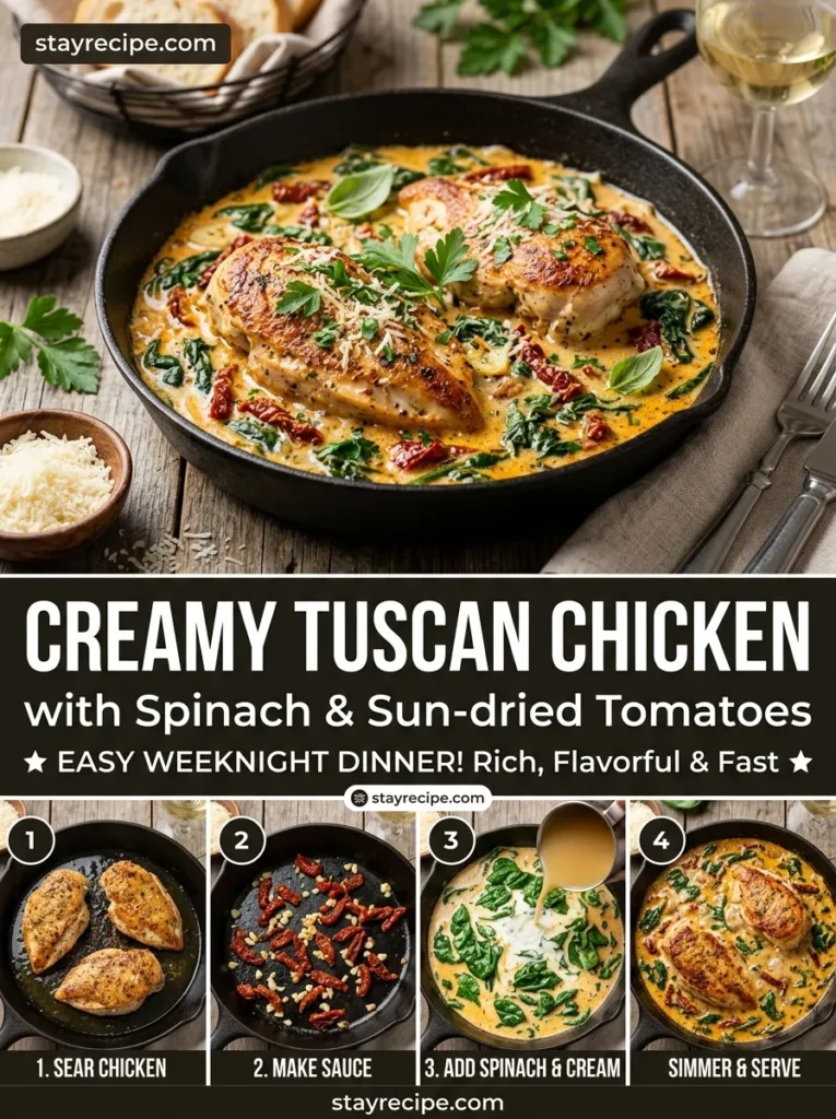 Creamy Tuscan Chicken With Spinach Sun Dried Tomatoes