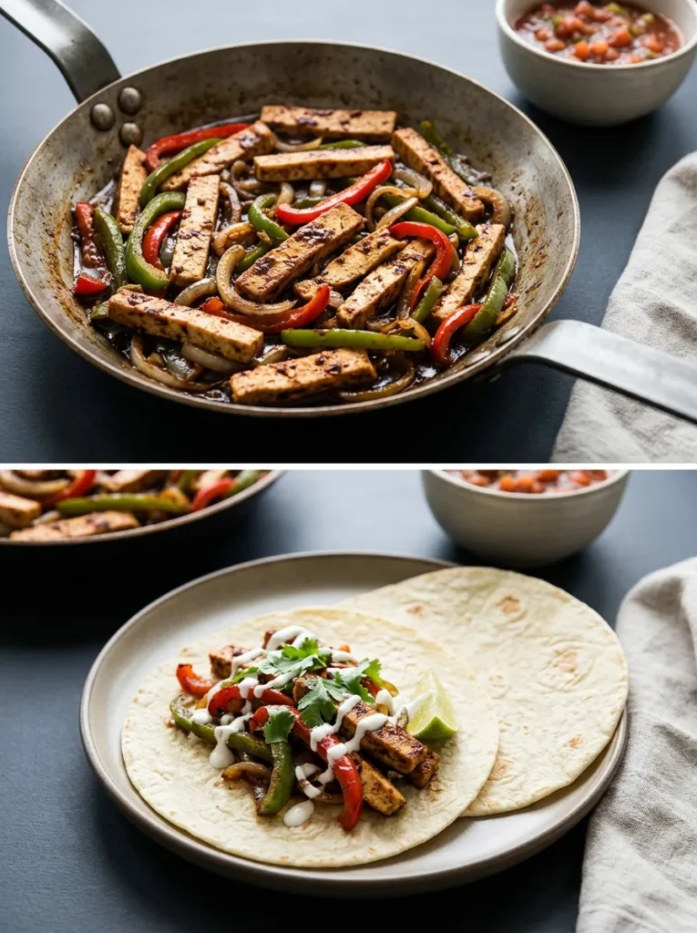 Crispy Tofu Chicken Fajitas Strips
