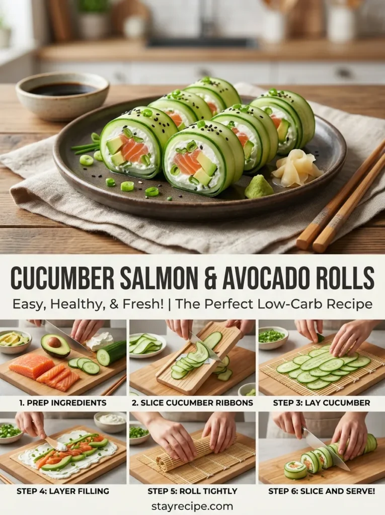Cucumber Salmon Avocado Rolls