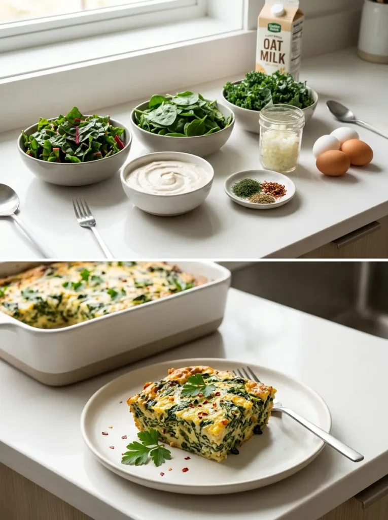 Dairy Free Creamy Greens Breakfast Casserole