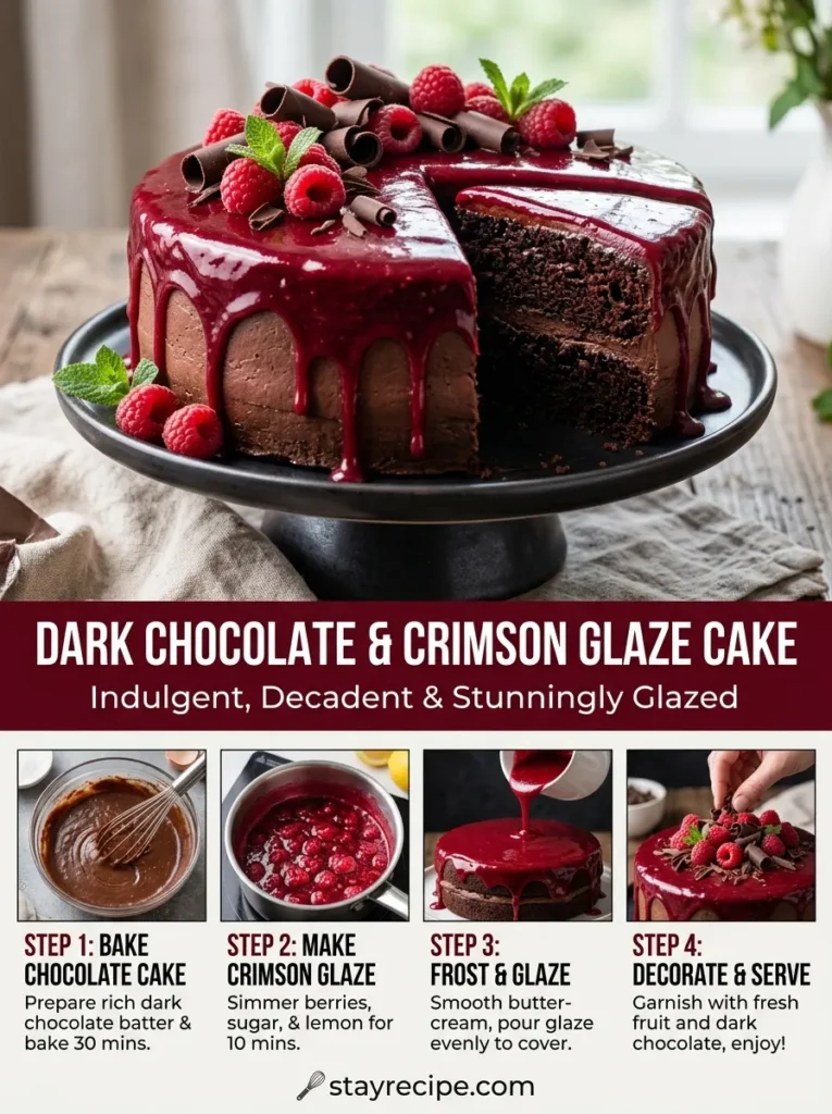Dark Chocolate Crimson Glaze Cake