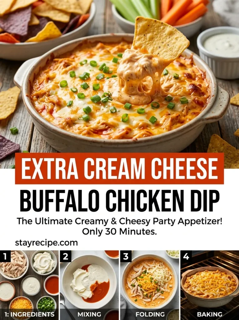 Extra Cream Cheese Buffalo Chicken Dip