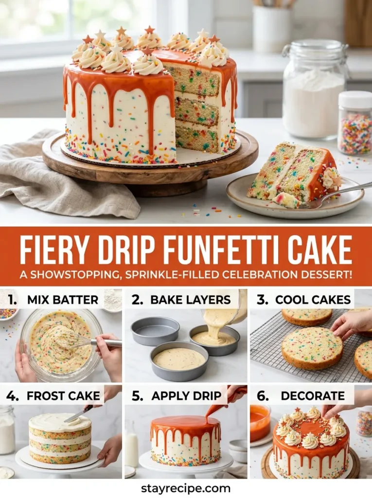 Fiery Drip Funfetti Cake