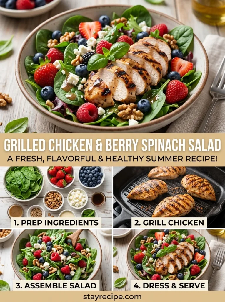 Grilled Chicken Berry Spinach Salad