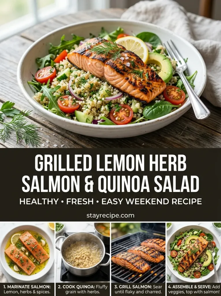 Grilled Lemon Herb Salmon Quinoa Salad Hot Weather Dinner Ideas